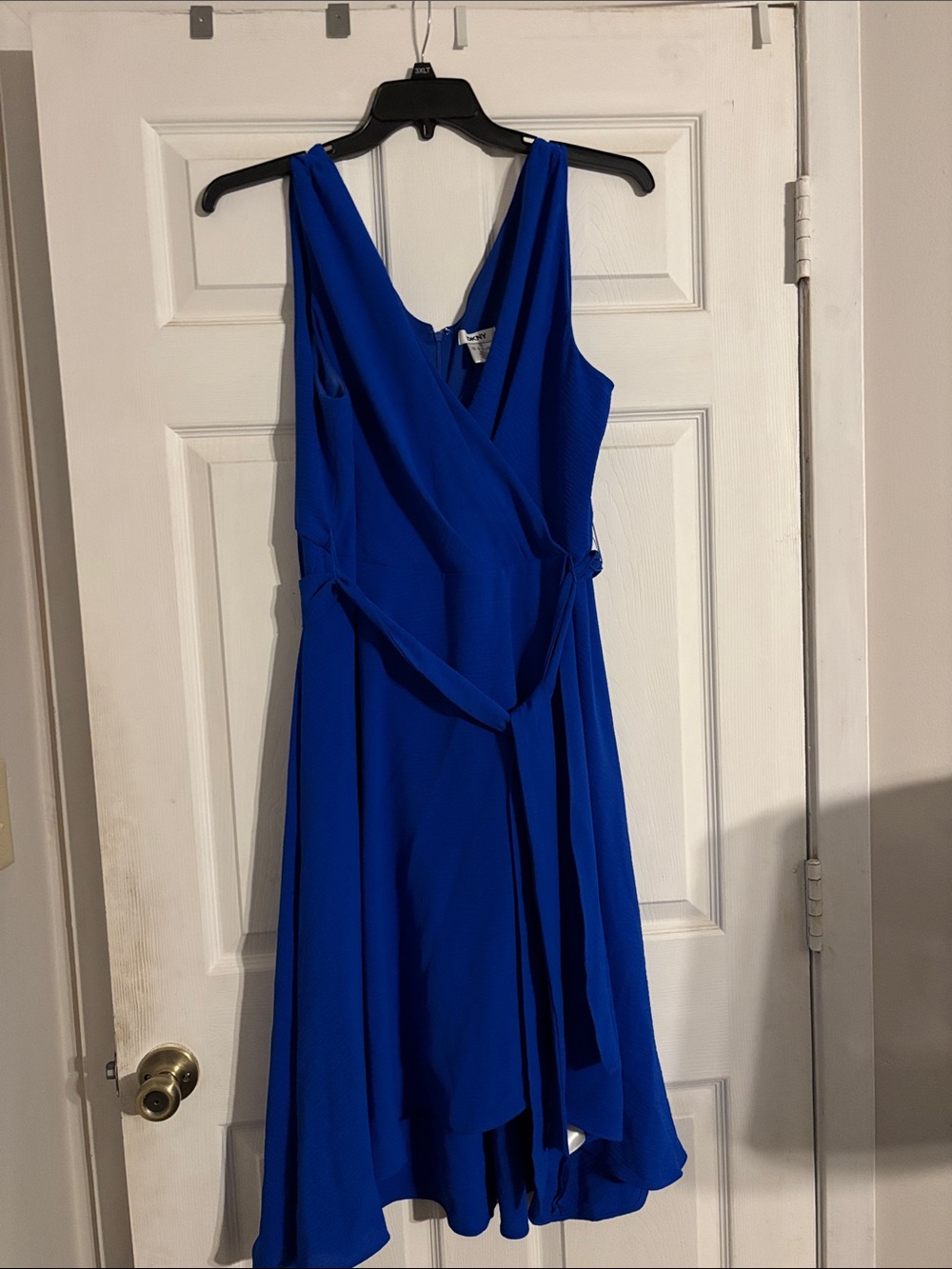 DKNY Cobalt Blue High-Low Wrap Dress